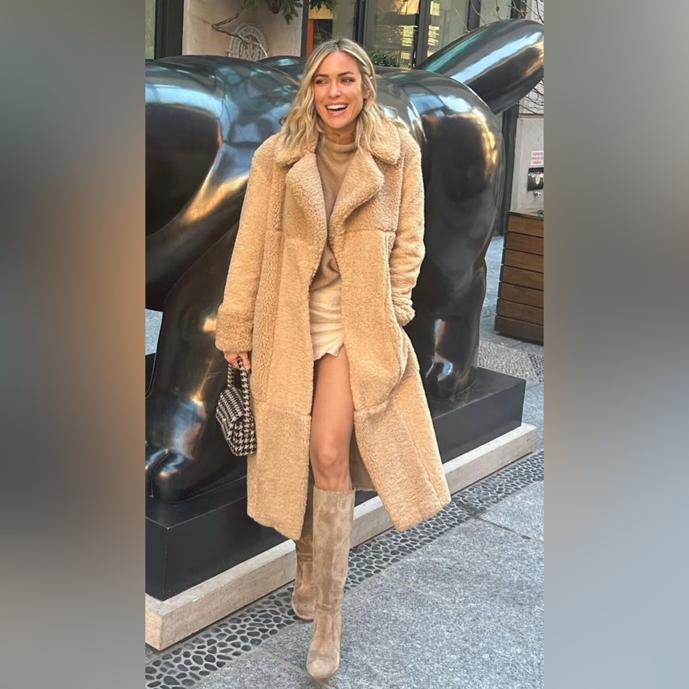 🤎 A.L.C. ALC designer luxury Faux fur camel tan teddy winter coat ski sz S M